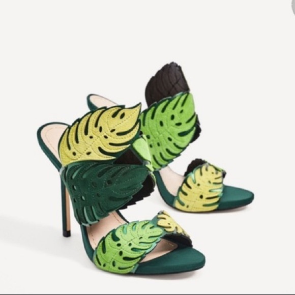 ZARA WRAP-AROUND LEATHER LEAF SANDALS - Picture 16 of 16